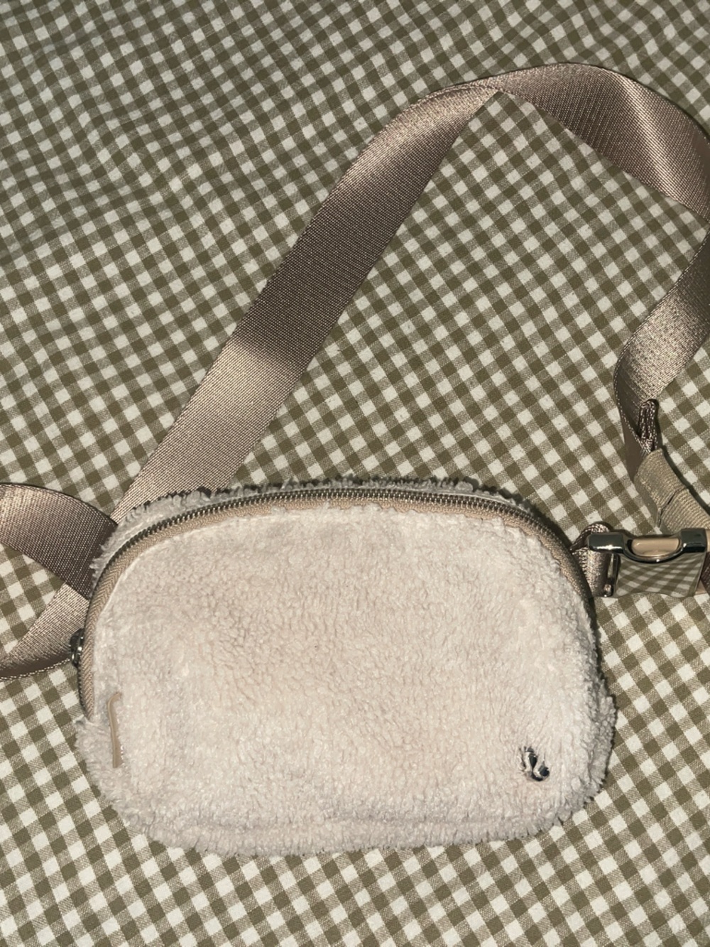 lululemon athletica Cream Faux Shearling Mini Crossbody